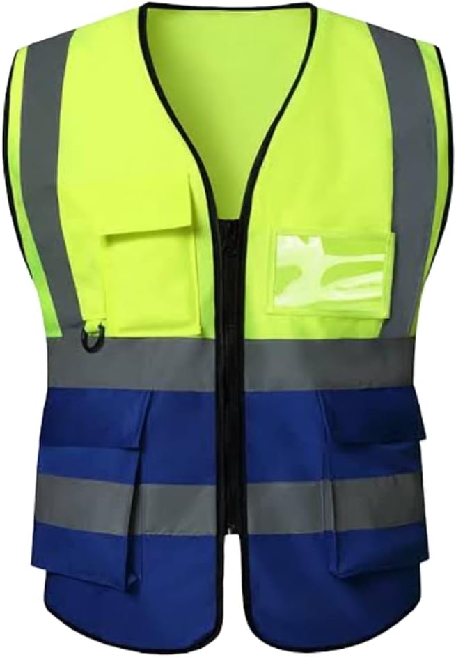 فيست مهندسين بجيب بطاقة الهوية | سترة عاكسة أنيقة وآمنة للمواقع الإنشائية