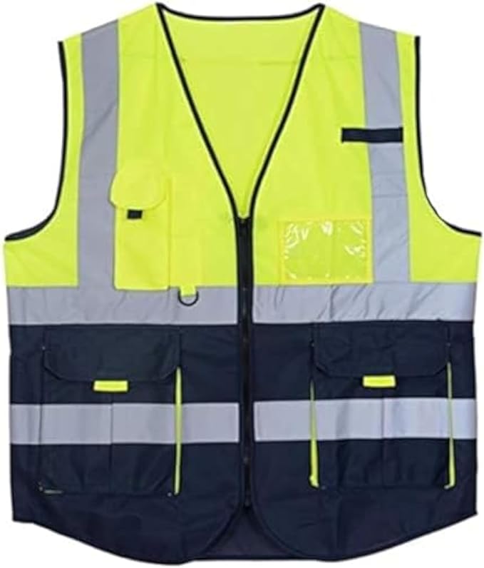 فيست مهندسين بجيب بطاقة الهوية | سترة عاكسة أنيقة وآمنة للمواقع الإنشائية